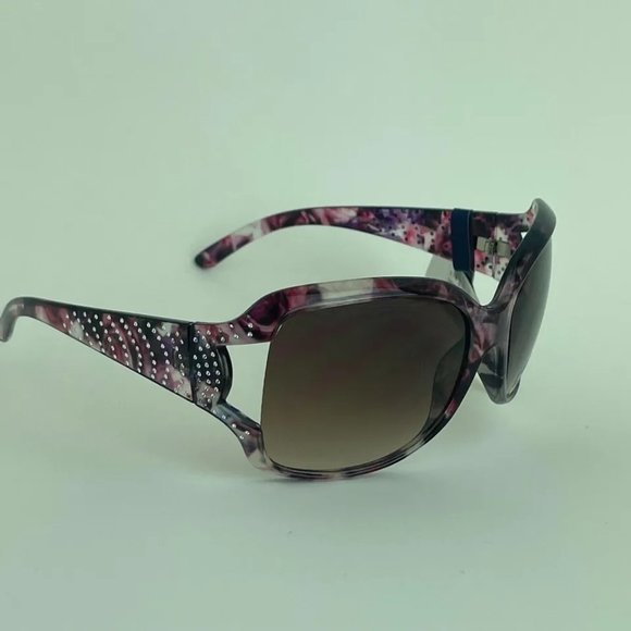 SG00777 NORTHCREST Sunglasses For Women Gradient Wine White W/ Rhinestone - Picture 4 of 9